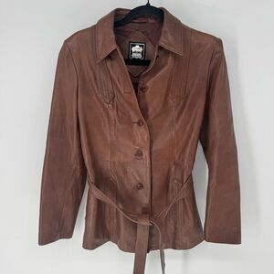 Vintage brown leather boho Indie western jacket with Belt